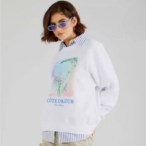 Abercrombie & Fitch White "Còte D'Azur French Riviera" Graphic Sweatshirt Size L